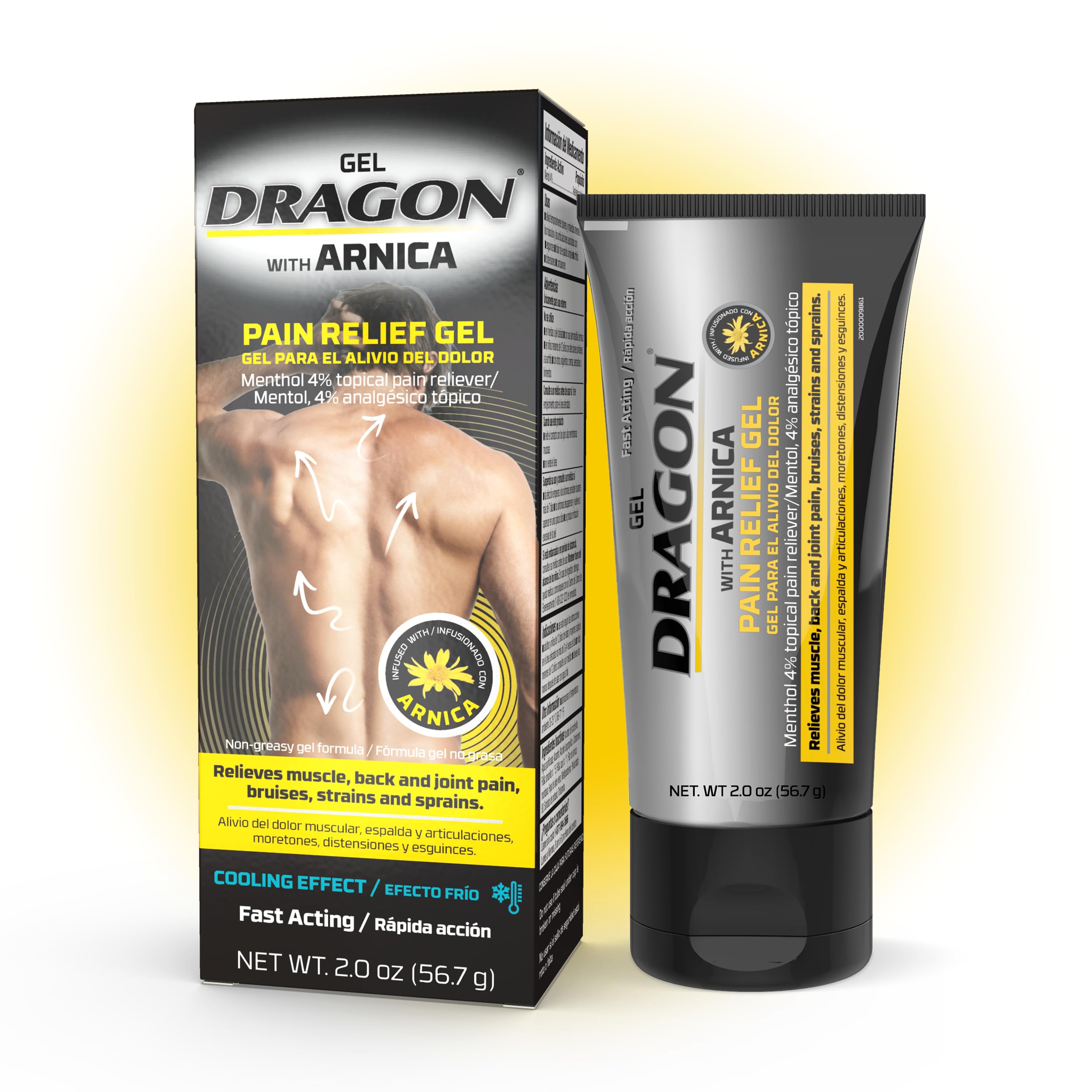 Dragon Pain Relief Gel with Arnica Extra Strength Bruise Cream Muscle Relaxer Knee Pain Relief Arnica Cream for Bruising Shoulder & Foot Pain Relief Hip & Ankle Sprain Swollen Feet Relief 2 oz