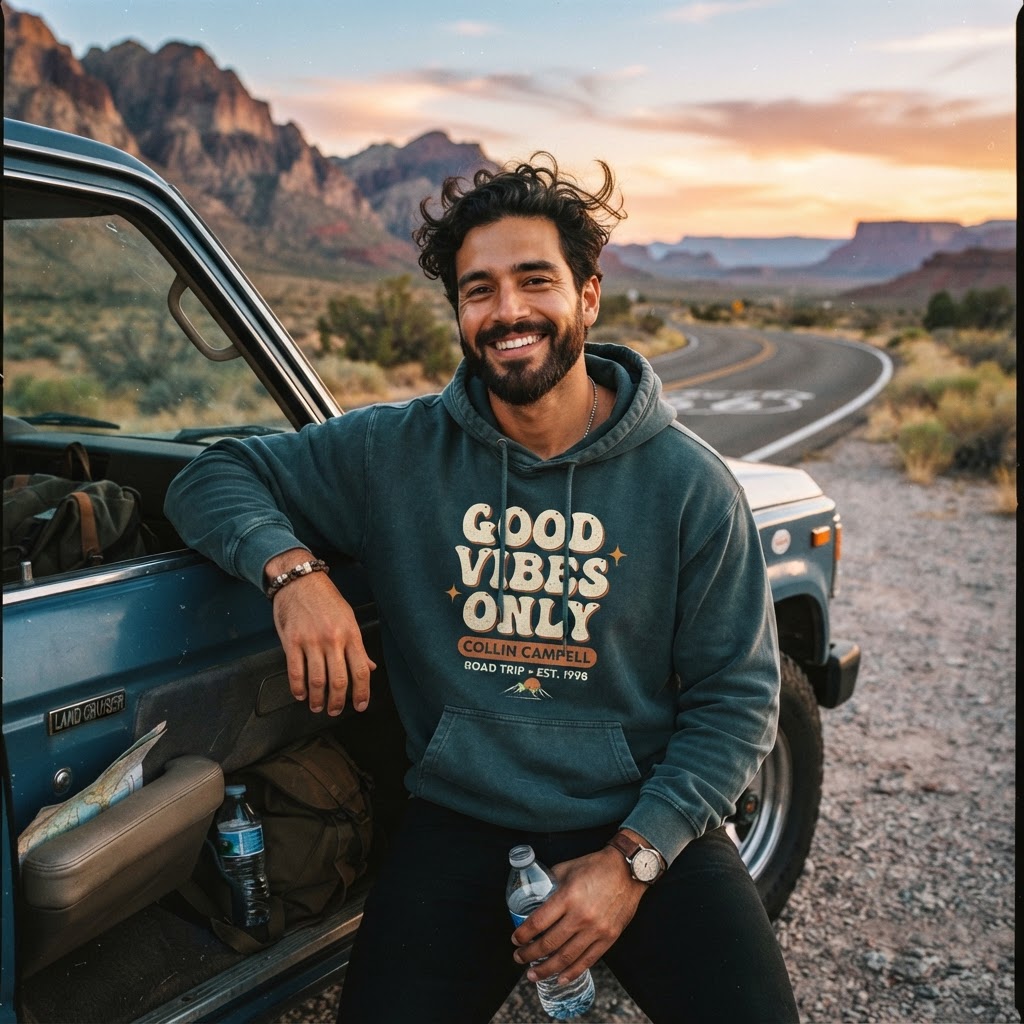 Good Vibes Only Retro Hoodie — Premium Y2K Aesthetic | COLLIN CAMPELL product image