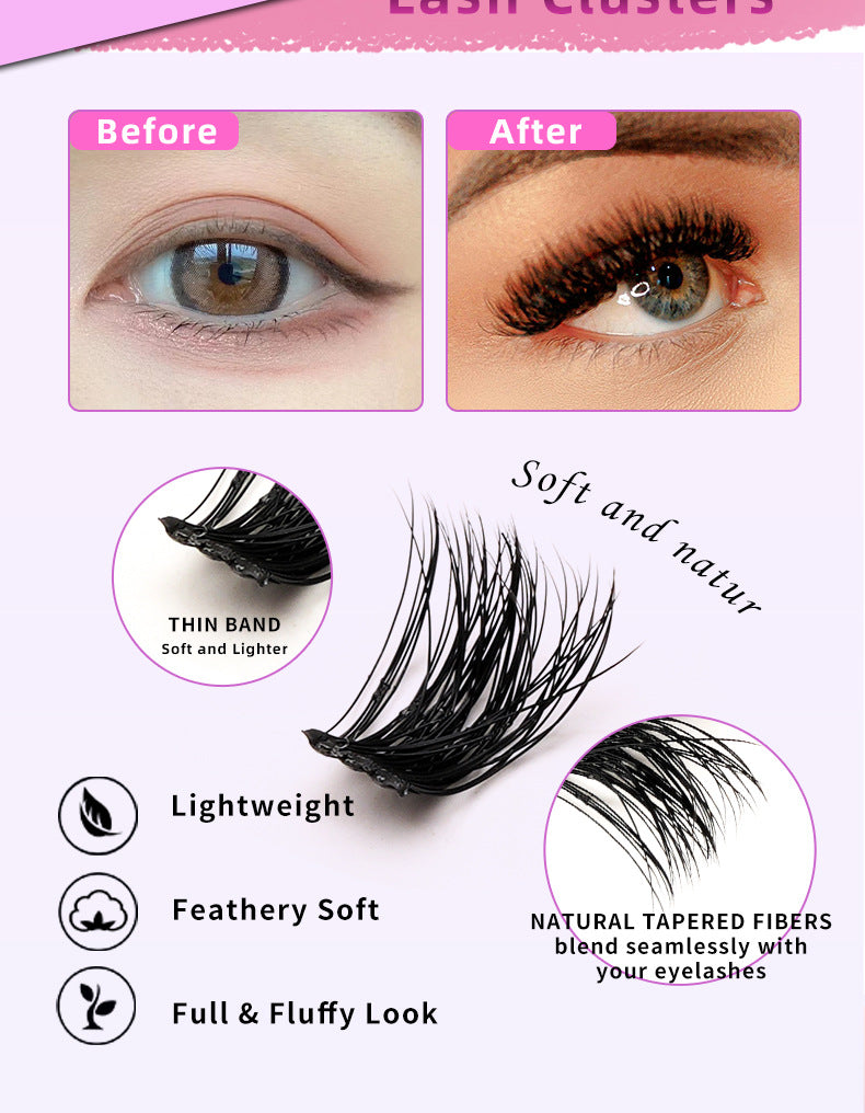 DIY Lash Extension Kit 280pcs Individual Lash Clusters D Curl 30D 40D Thick Volume Eyelash Clusters 0.07D 9-16MM Mixed Length Reusable Soft Natural Look DIY At Home Lash Extensions Makeup Tool Kit