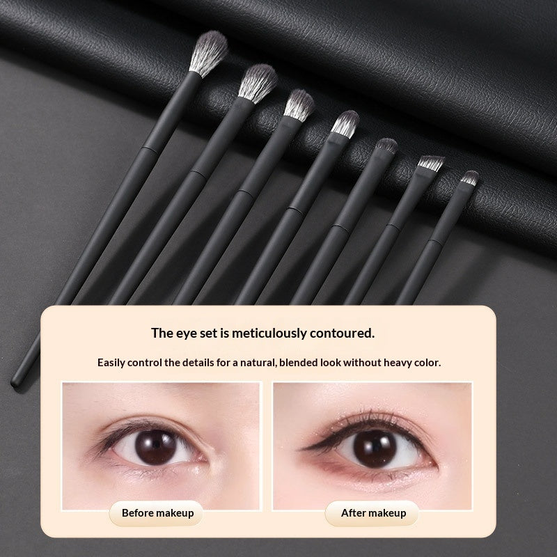 Nylon-bristle Matte Black Makeup Brush Set, Portable