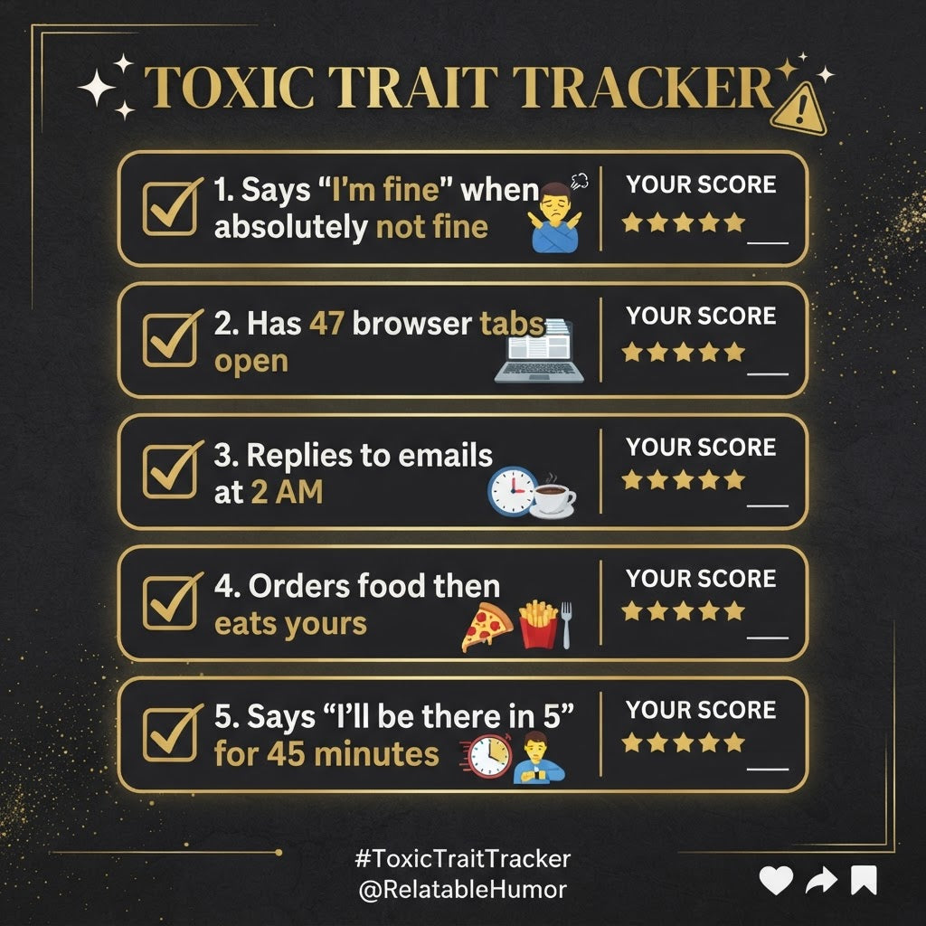 Toxic Trait Tracker - 50 Traits to Rate Yourself Honestly