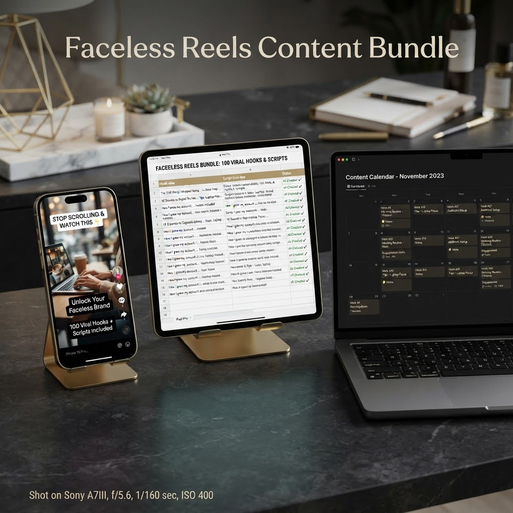 Faceless Reels Content Bundle - 100 Viral Hooks & Scripts for TikTok and Instagram