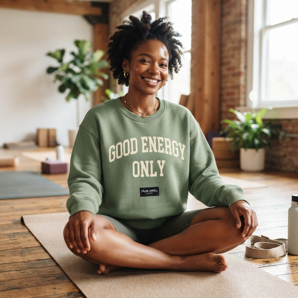 Good Energy Only — Premium Crewneck Sweatshirt | COLLIN CAMPELL product image
