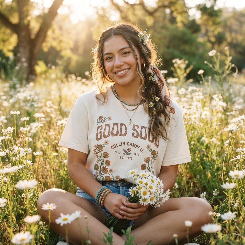 Good Soul Retro Bohemian Tee — Premium 70s Vibe | COLLIN CAMPELL product image
