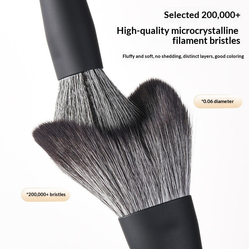 Nylon-bristle Matte Black Makeup Brush Set, Portable