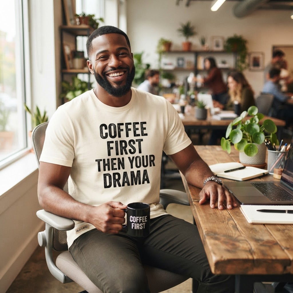 Coffee First Then Your Drama — Premium T-Shirt | COLLIN CAMPELL product image