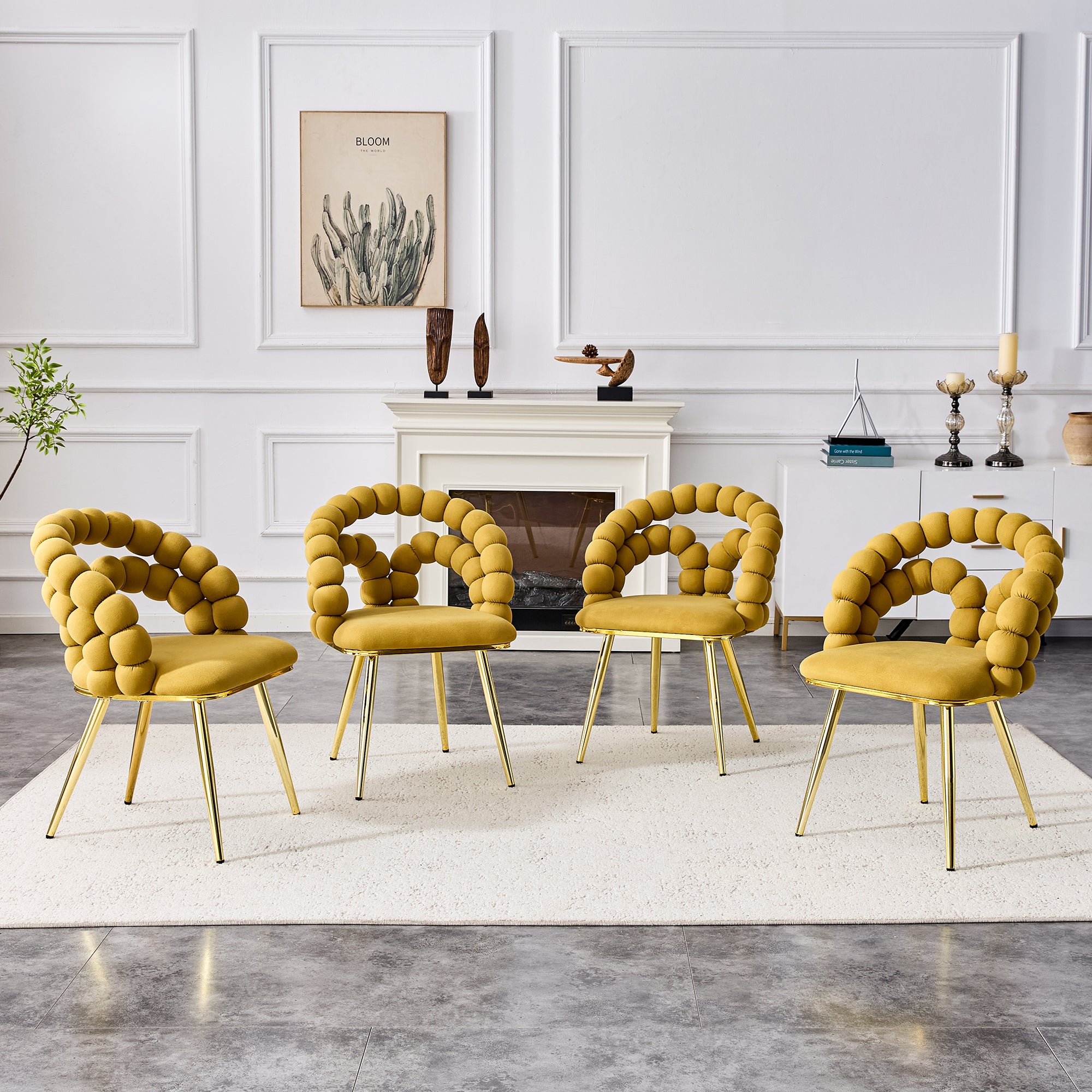 Set of 4 Bubble Velvet Accent Chairs — Luxury Dining
