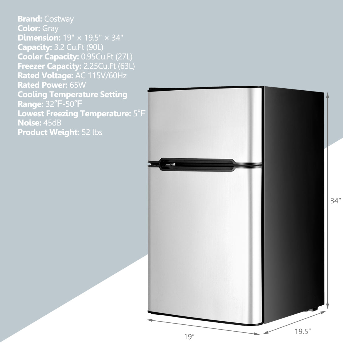 3.2 Cu Ft Compact Stainless Steel Refrigerator