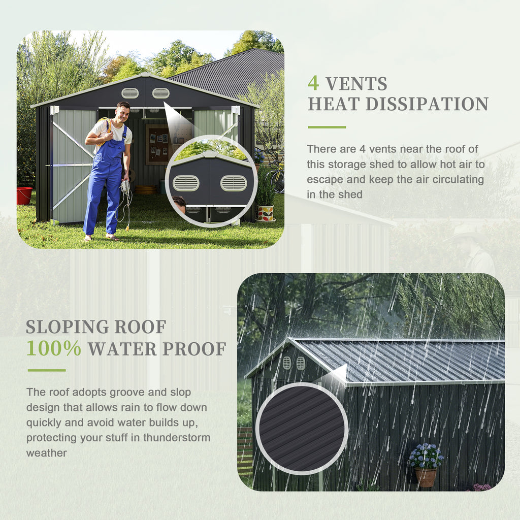 10x12 FT Heavy-Duty Outdoor Metal Storage Shed