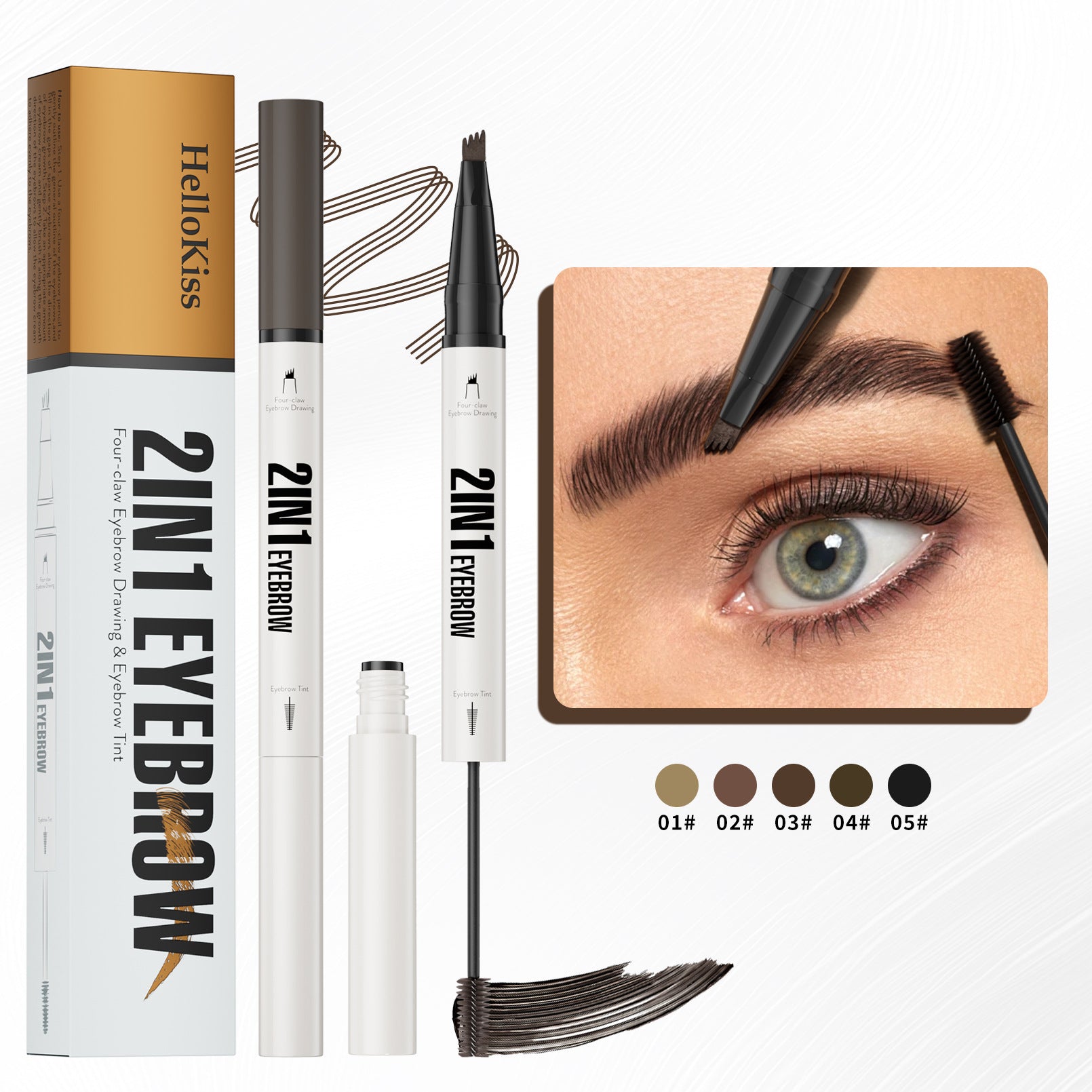 Two-in-one Waterproof Sweat-resistant Not Smudge Multi-color Eyebrow Cream