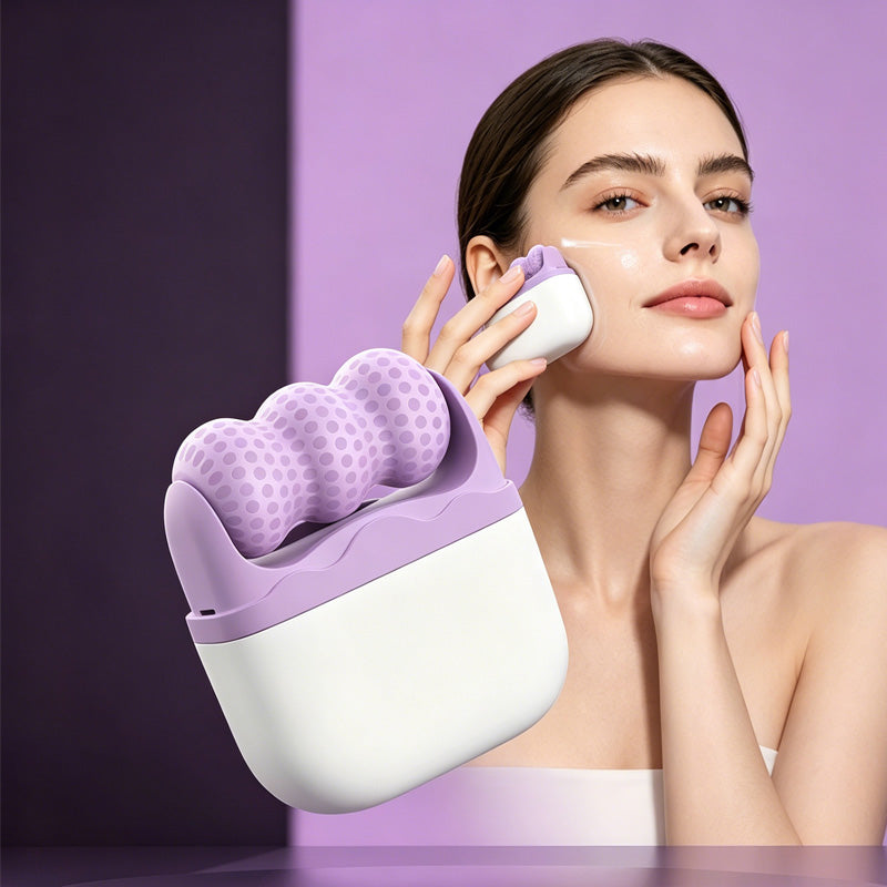 At-Home Spa Gift Set — Beauty Jade Massage Facial Massage + Ice Massage Device,Ice Roller Set F