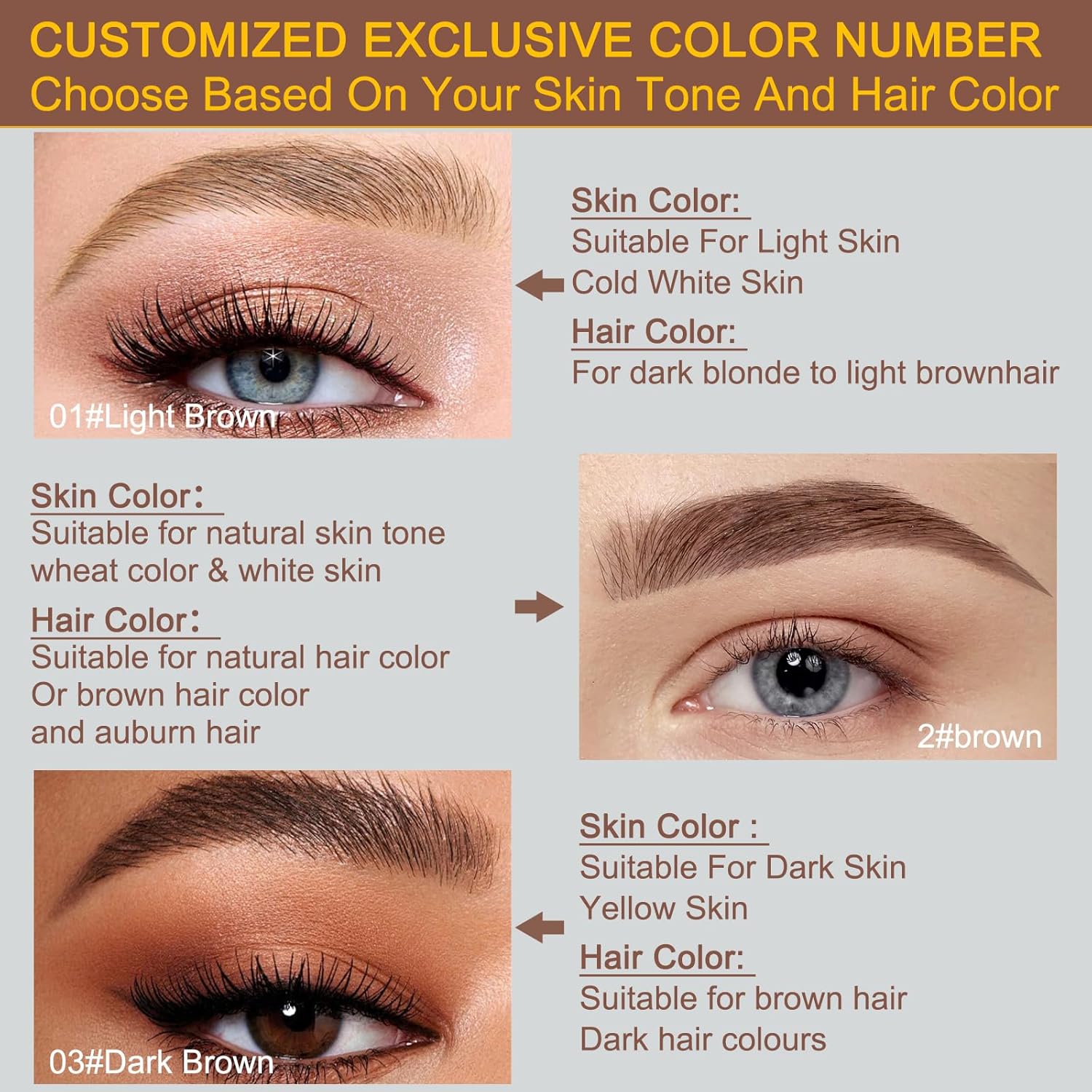 Microblading Eyebrow Pencil ,2-in-1 Dual-Ended Eyebrow Pen With 2-Fork-Tip ,Waterproof Eyebrow Pen, Light Brown,Brown,dark Brown