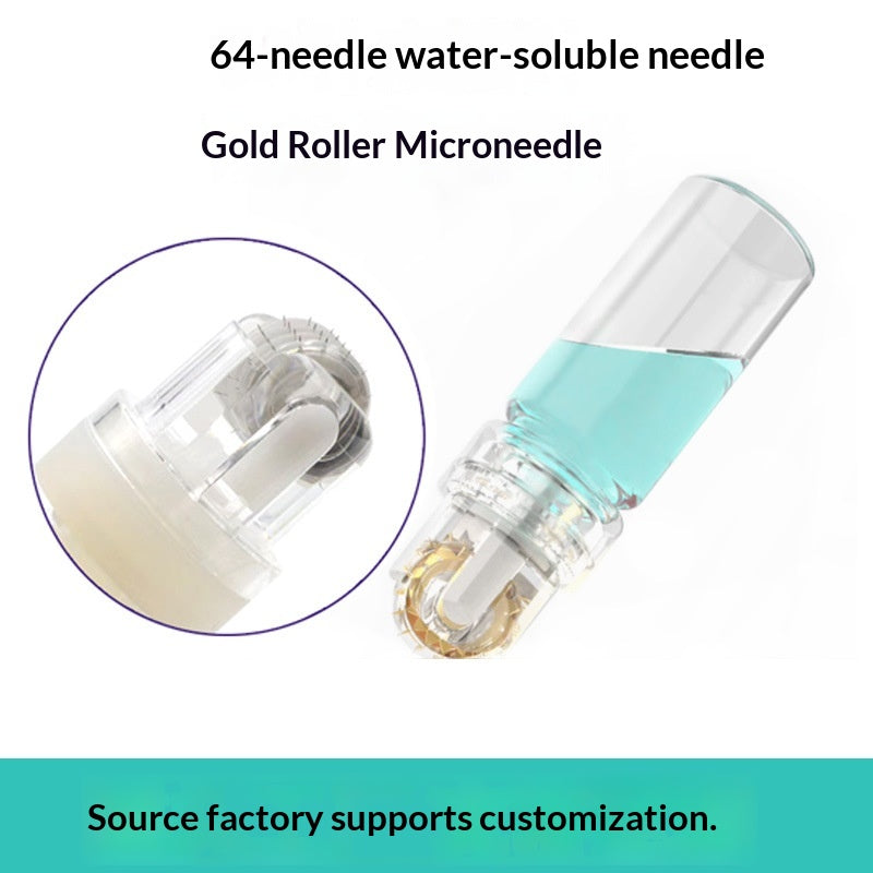 Gold Microneedle Dermaroller With 64 Needles For Hair Growth On