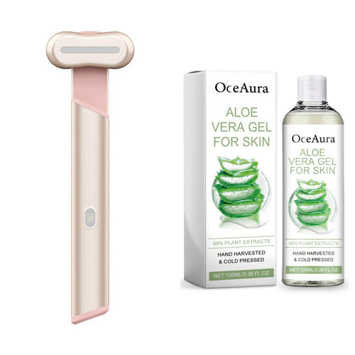 At-Home Spa Gift Set — Face Massage Ice Tray Ice Roller Fa + LED Eye Massager Wand (4-Color Ligh + Cobblestone Road Foot Pad Foot Mass