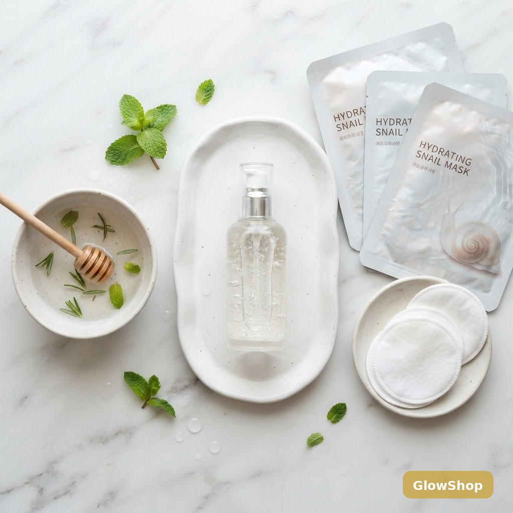 Snail Mucin Essence flat lay