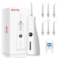 BESTEK Water Dental Flosser Teeth Pick - 5 Modes Rechargable Water Flosser with 10Pcs Whitening Tablets 300ML Tank 6 Jet Tips IPX7 Waterproof Cordless Oral Irrigator for Teeth Gums Braces Care