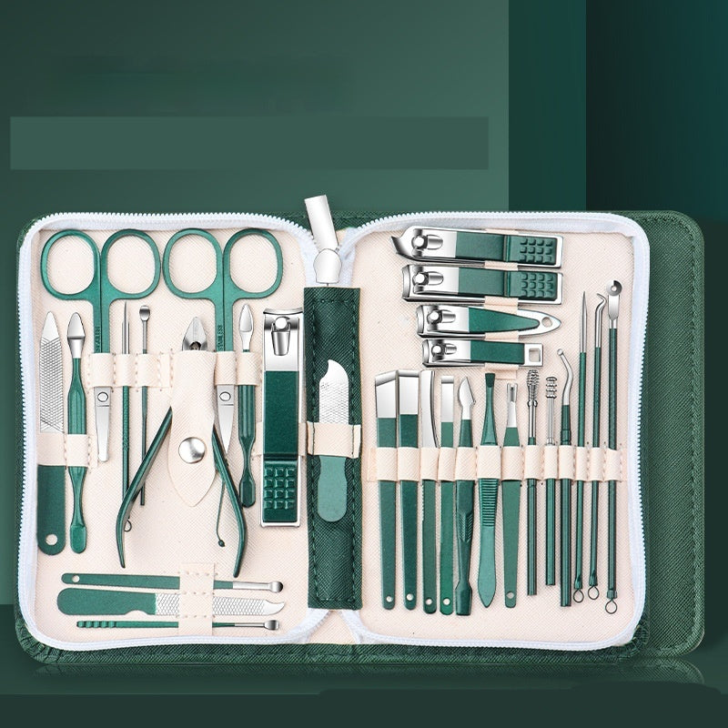 Full Set Of Nail Clippers Suit 30-piece Stainless Steel Nail Scissors Nail Clippers Cuticle Nipper Fingernail Maintenance Kit Suit