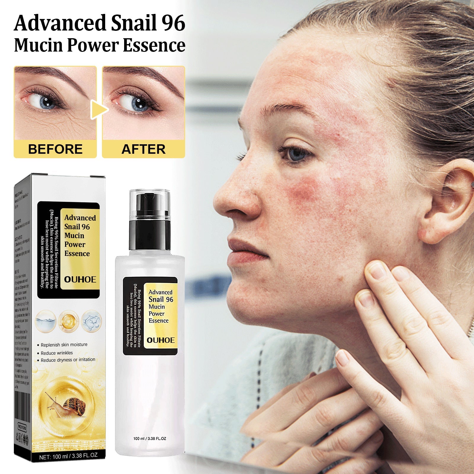 Skincare Ritual Gift Set — Retinol Body Lotion, Moisturizing & + Snail Serum Collagen Facial Serum O + SADOER Anti-photodamage Repair Suns