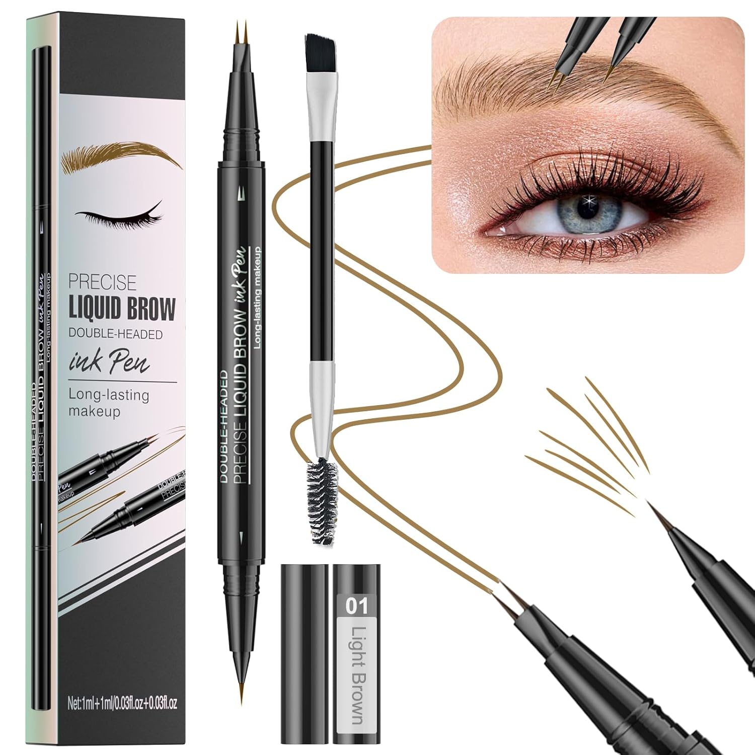 Microblading Eyebrow Pencil ,2-in-1 Dual-Ended Eyebrow Pen With