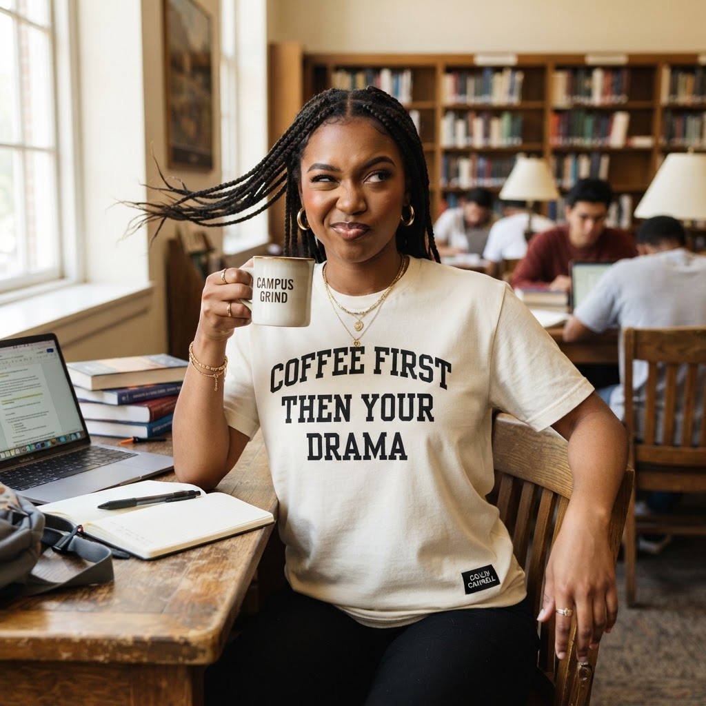 Coffee First Then Your Drama — Premium T-Shirt | COLLIN CAMPELL product image