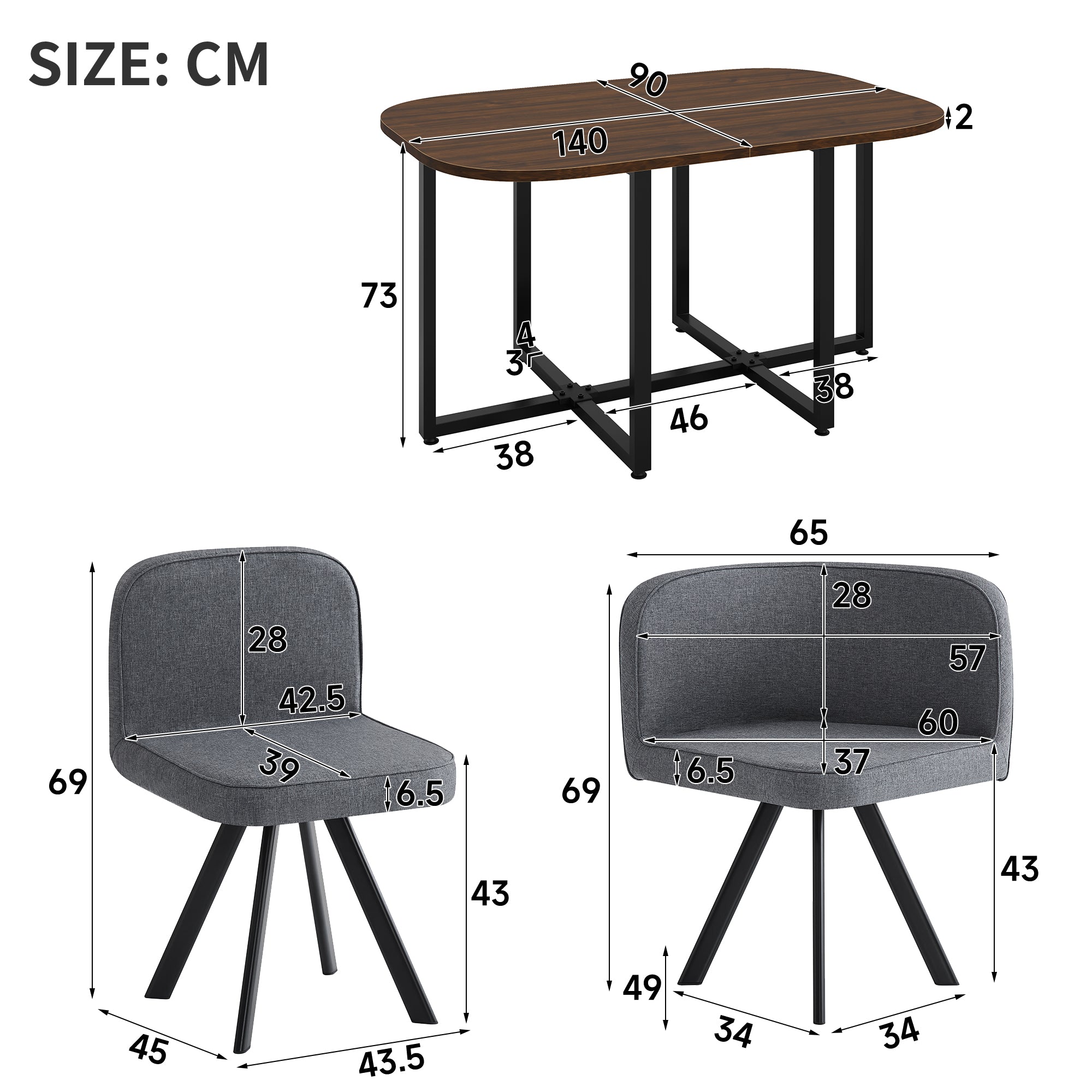 6-Person Solid Wood Dining Table & Chairs Set