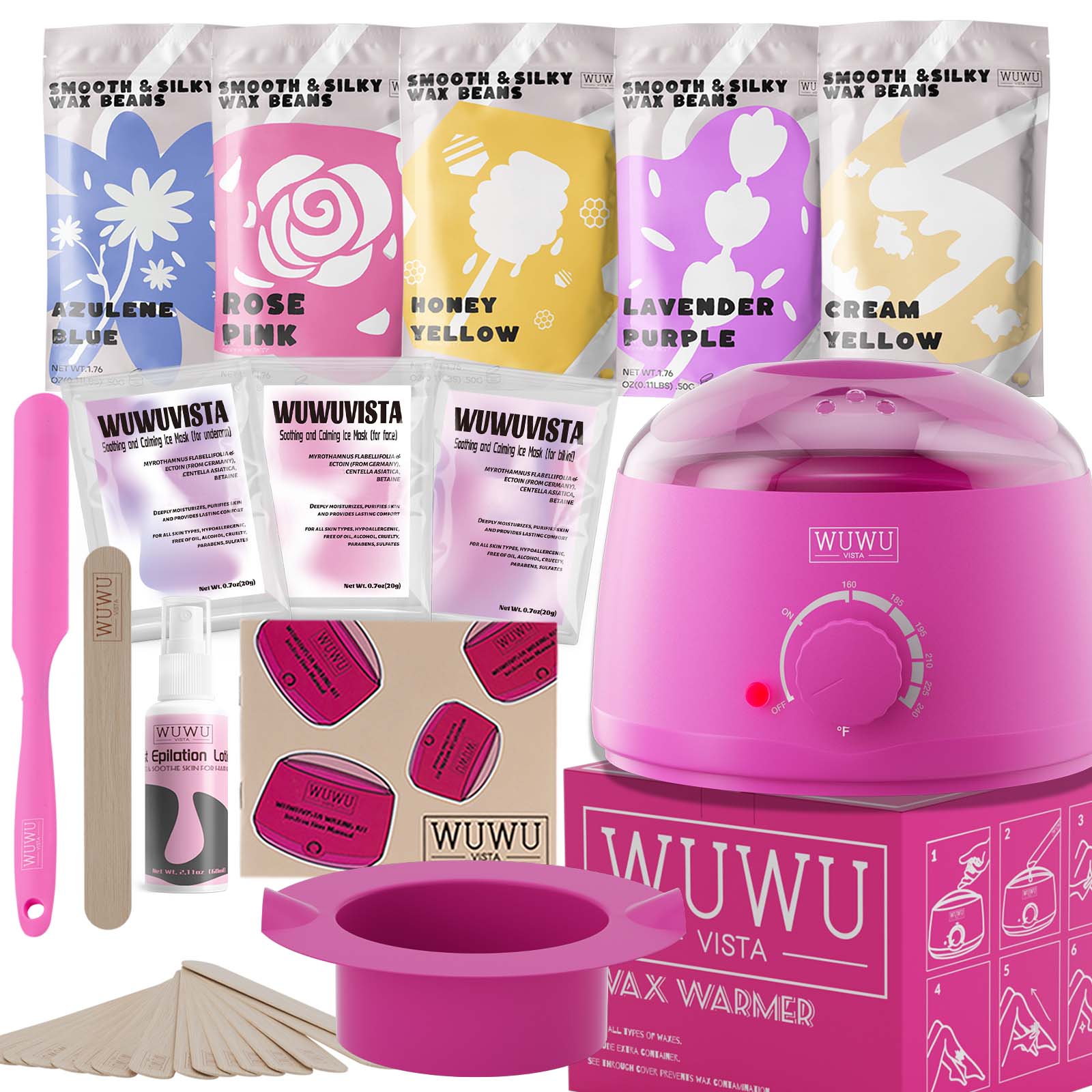 Hair Care Gift Set — 2in1 Sprayer Comb Detangling Scalp + Waxing Kit WUWUVISTA 23 Items Hair