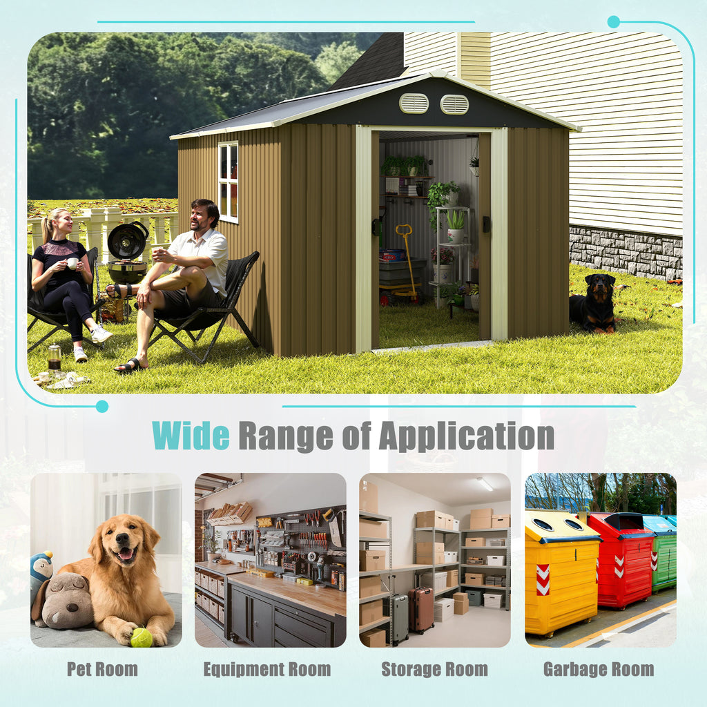 8x12 FT Campcraft Heavy-Duty Metal Storage Shed