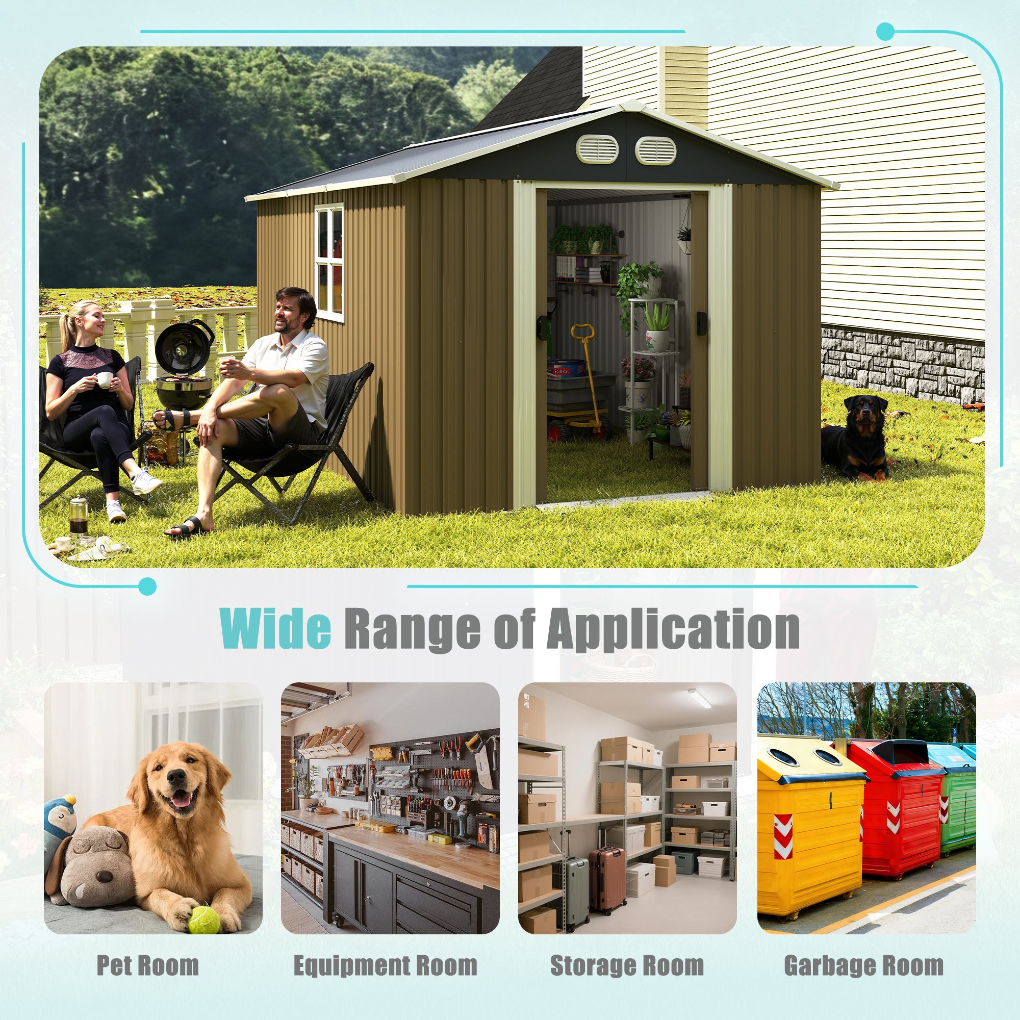 8x12 FT Campcraft Heavy-Duty Metal Storage Shed