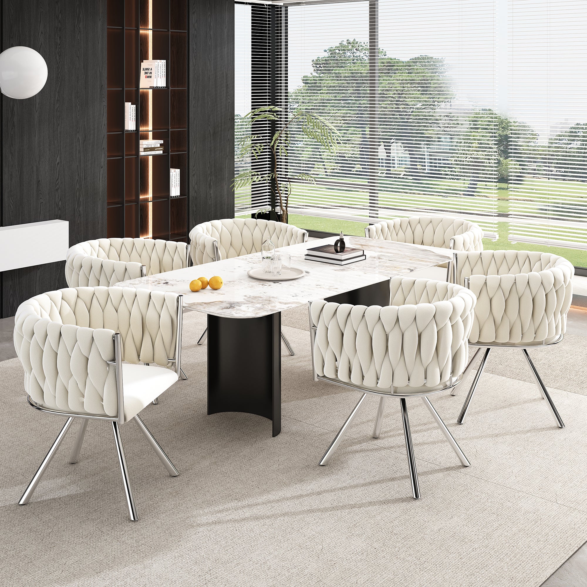 Luxury 4-Chair Velvet Dining Set — Single Light