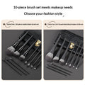 Nylon-bristle Matte Black Makeup Brush Set, Portable