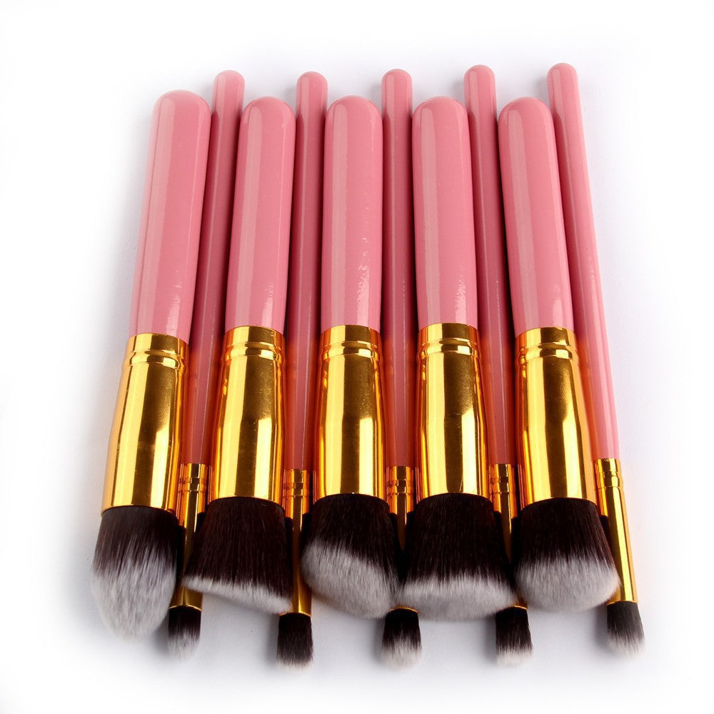 10-piece Black-Silver-Black-Gold Makeup Brush Set 5 Large 5 Small