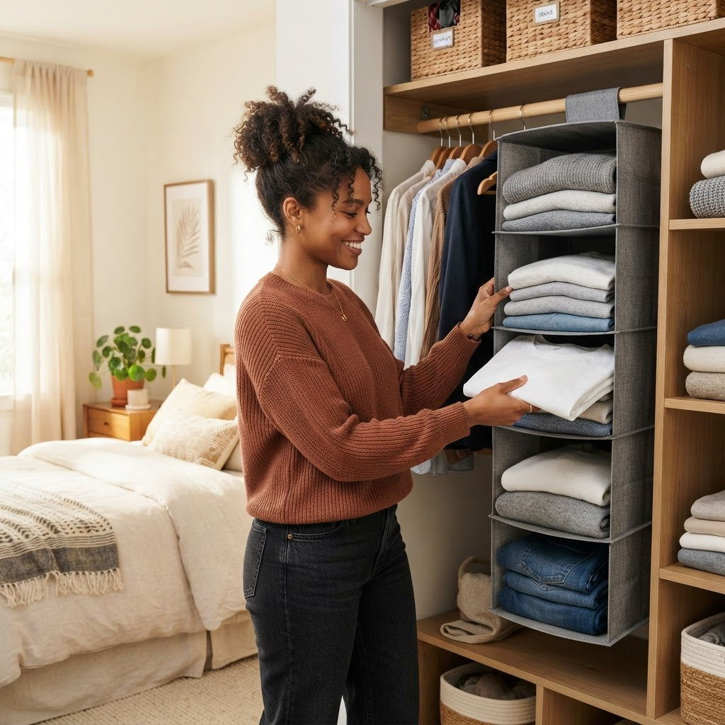 Hanging Closet Organizer - 6 Shelves