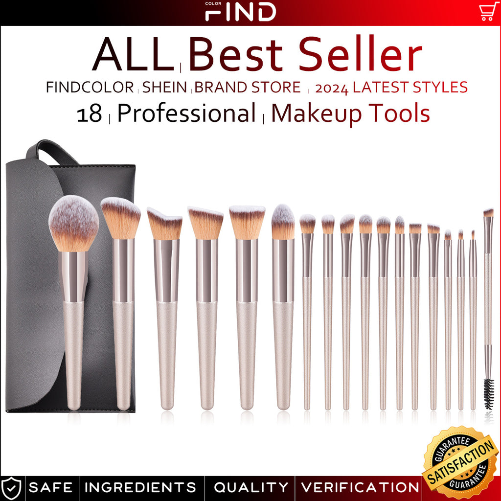 20-Piece Champagne-Colored Makeup Brush Set