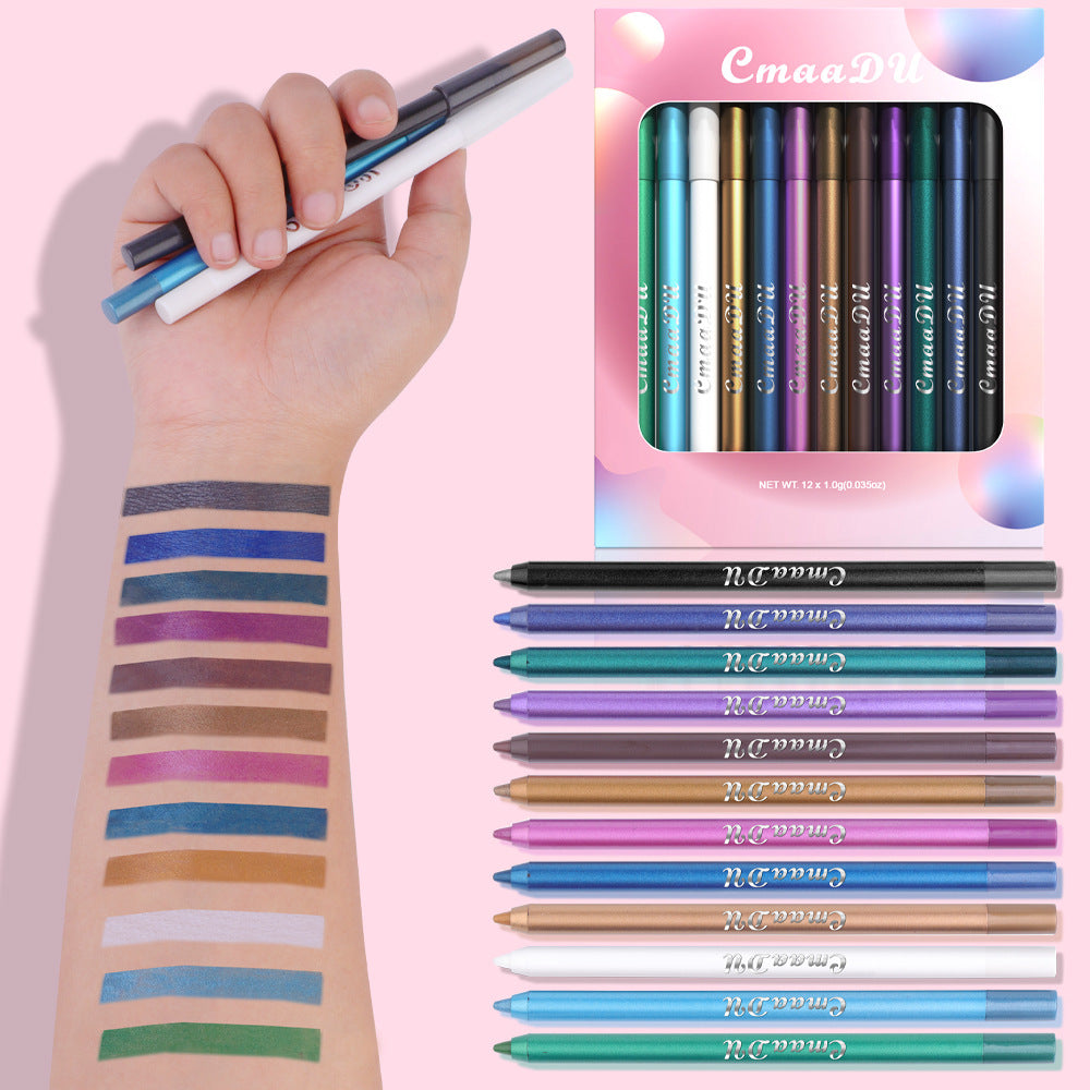 Portable 12-Color Home Use Butterfly Wing Eyeshadow Eyeliner