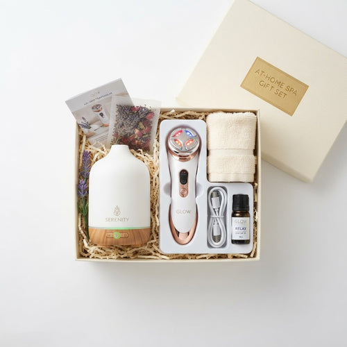 At-Home Spa Gift Set — Ultrasonic Aromatherapy Diffuser + 5 in 1 LED Skin Tightening