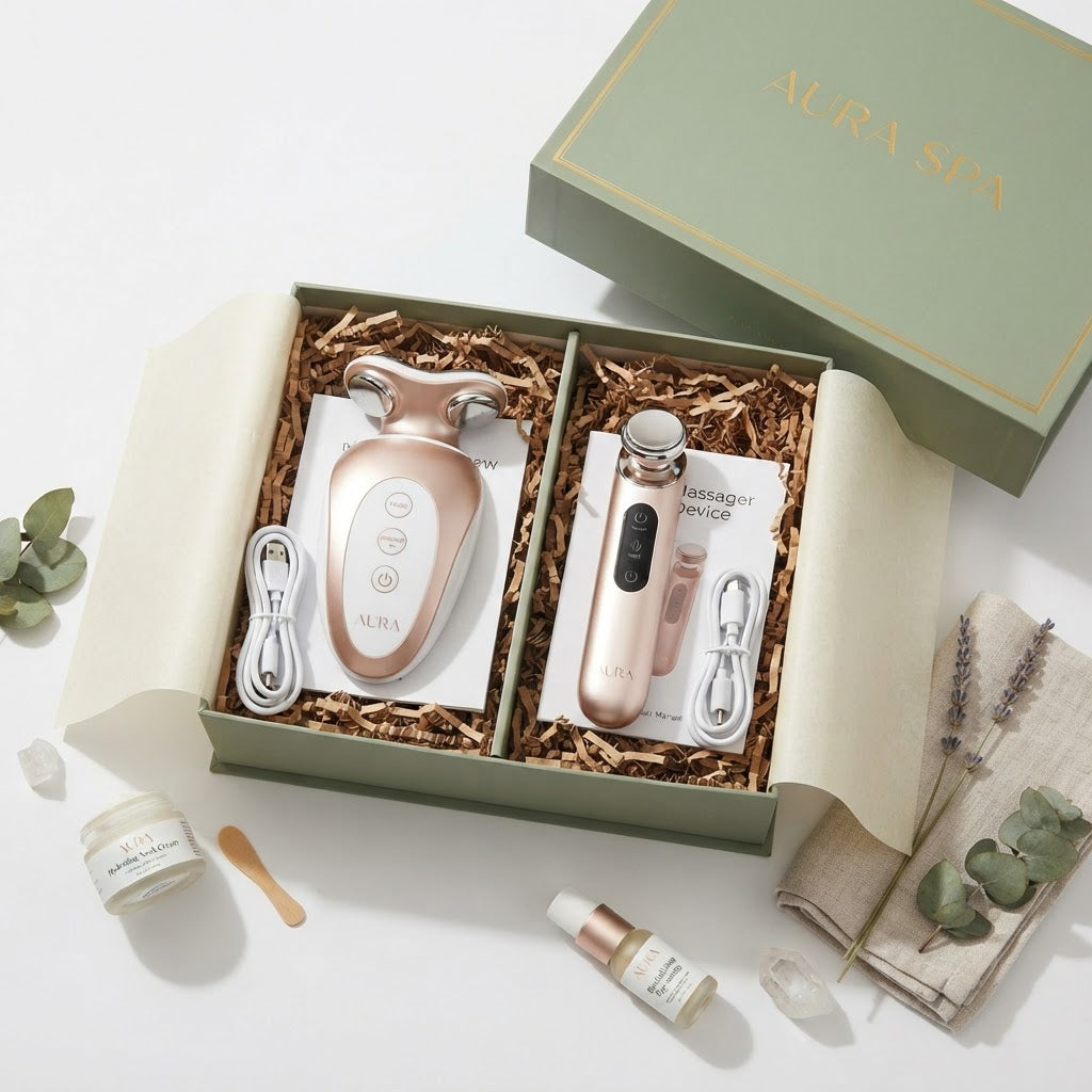 At-Home Spa Gift Set — Neck Firming EMS Device + Eye Massager Relieves Eye Fatigue E