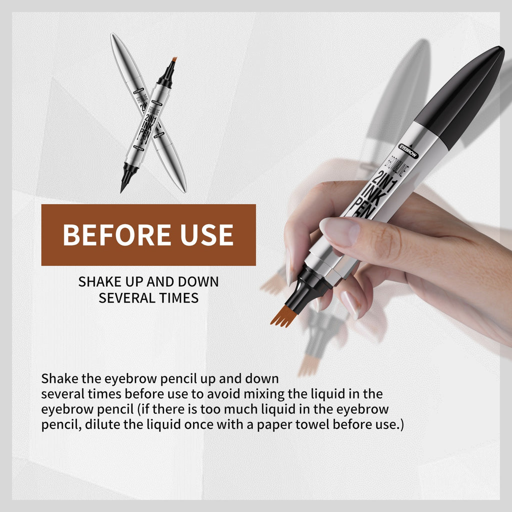 2 In 1 Microblading Eyebrow Pen, 4 Fork Tip,3D Waterproof Magic