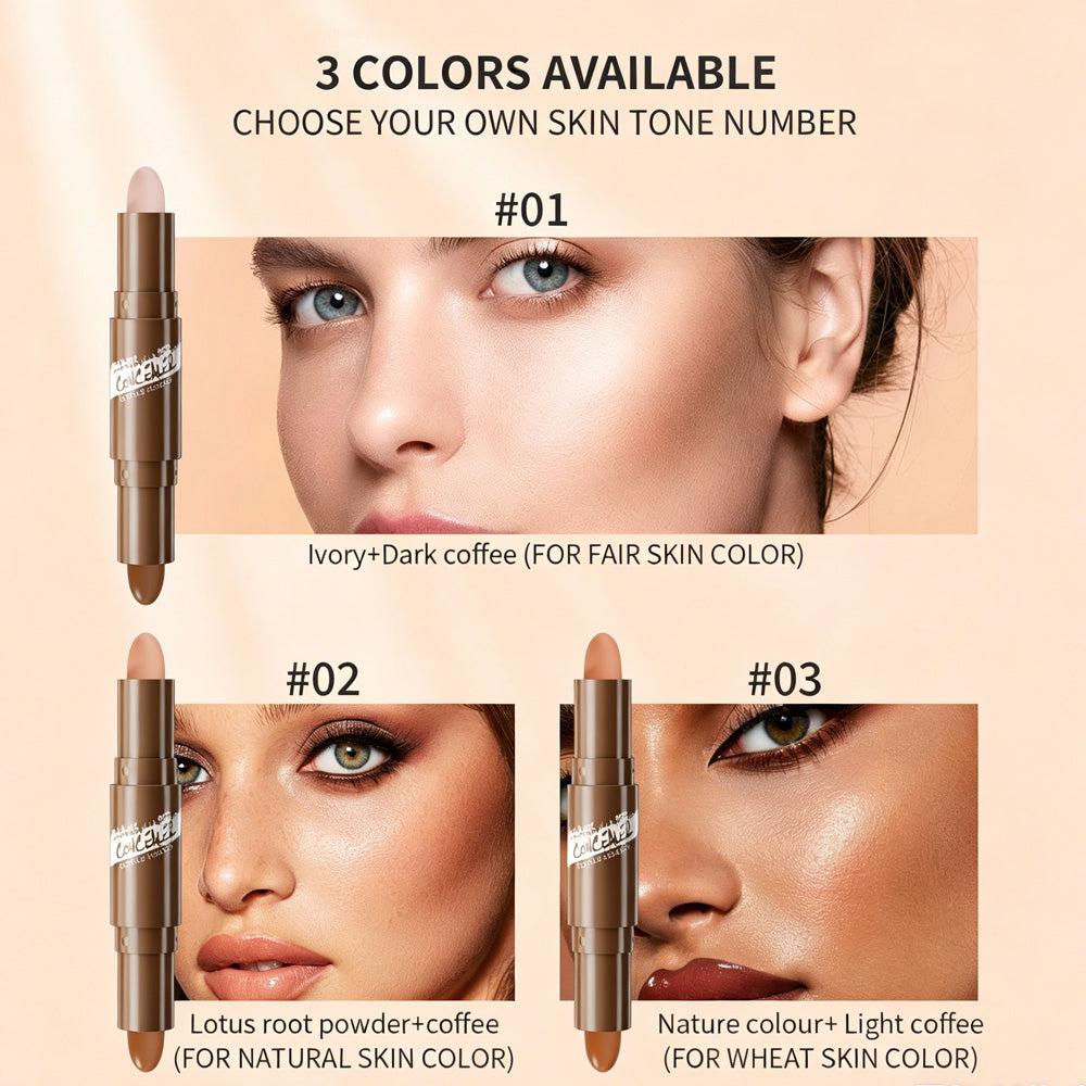 3PCS Dual-Ended Contour Stick, 2-in-1 Highlighter & Bronzer