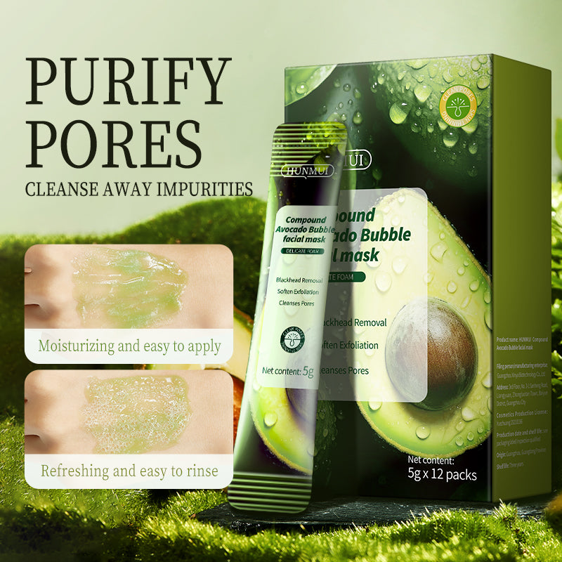 HUNMUI Compound Acid Avocado Bubble Mask 4gx12