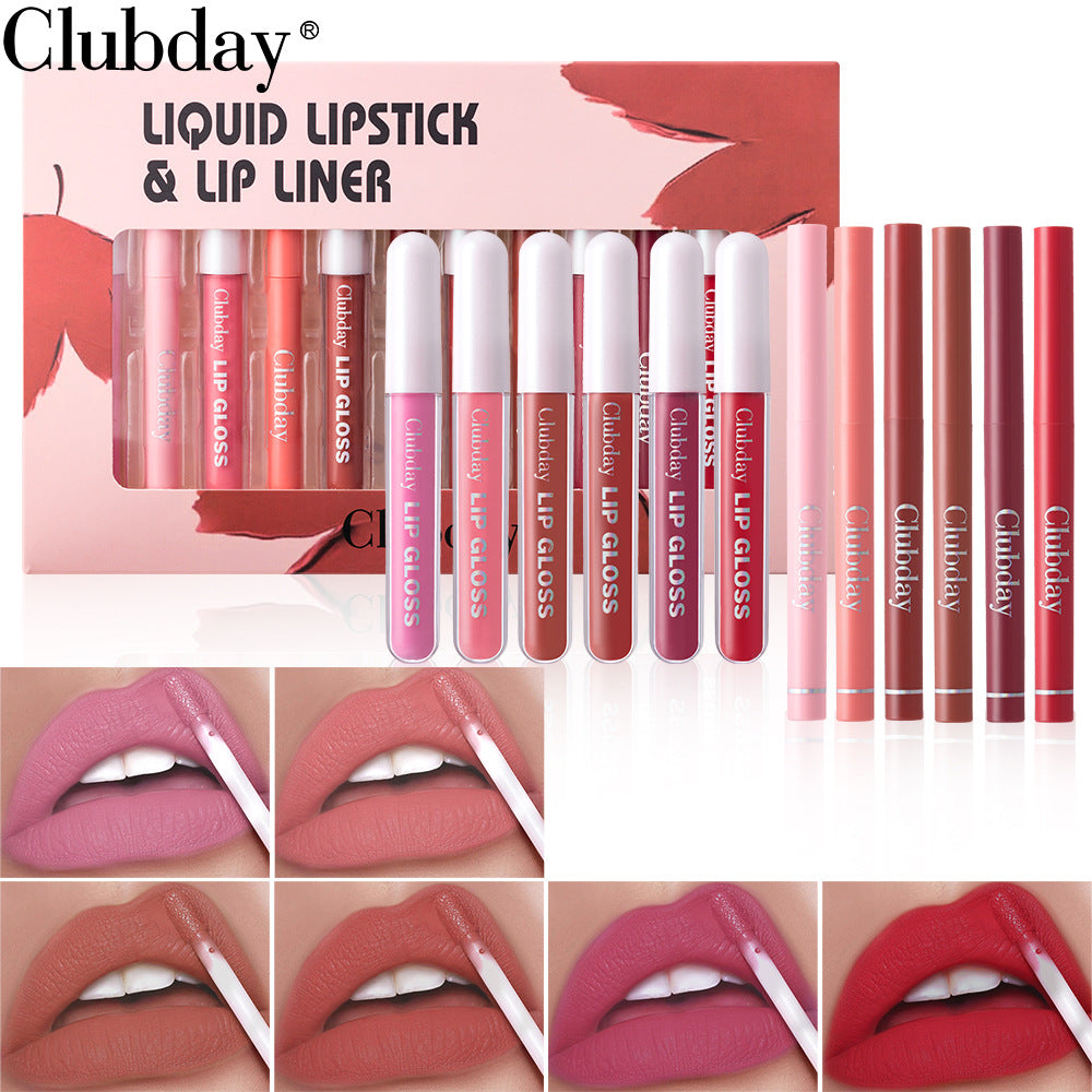Durable Velvet Matte Lip Glaze Mist Surface Hook Line Lip Pen 6plus6 Combination Set Easy To Color Lipstick Pen