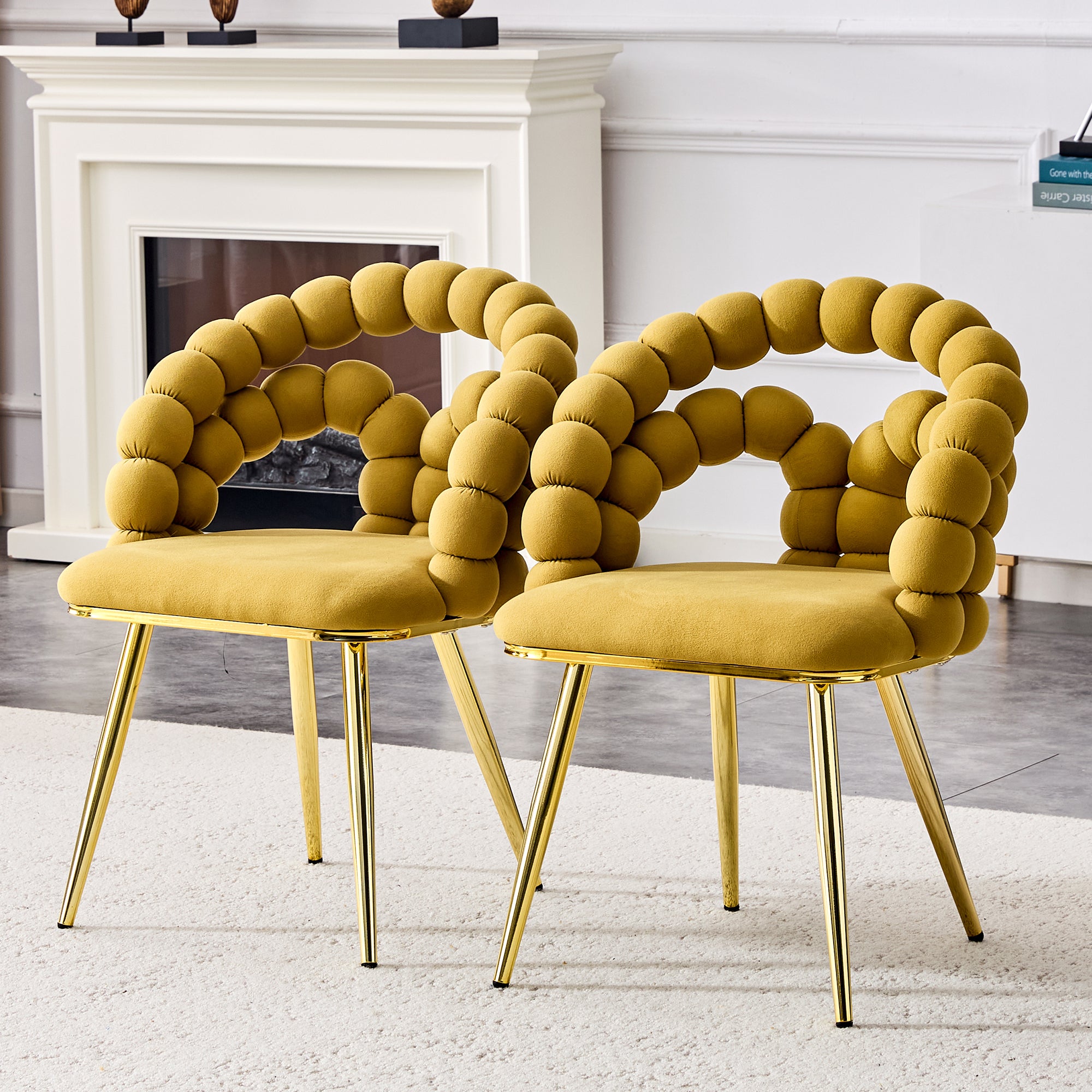 Set of 4 Bubble Velvet Accent Chairs — Luxury Dining