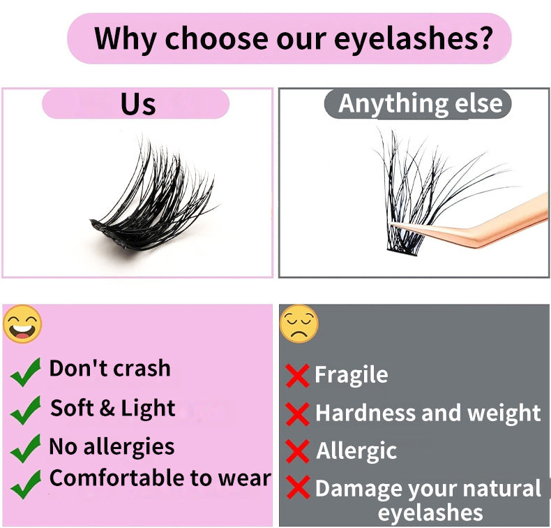 DIY Lash Extension Kit 280pcs Individual Lash Clusters D Curl 30D 40D Thick Volume Eyelash Clusters 0.07D 9-16MM Mixed Length Reusable Soft Natural Look DIY At Home Lash Extensions Makeup Tool Kit