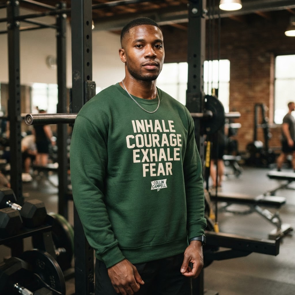 Inhale Courage Exhale Fear — Premium Sweatshirt | COLLIN CAMPELL product image