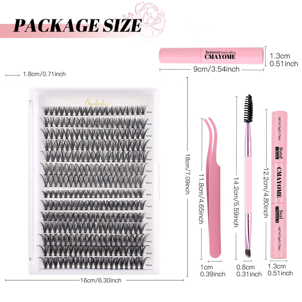 DIY Lash Extension Kit 280pcs Individual Lash Clusters D Curl 30D 40D Thick Volume Eyelash Clusters 0.07D 9-16MM Mixed Length Reusable Soft Natural Look DIY At Home Lash Extensions Makeup Tool Kit