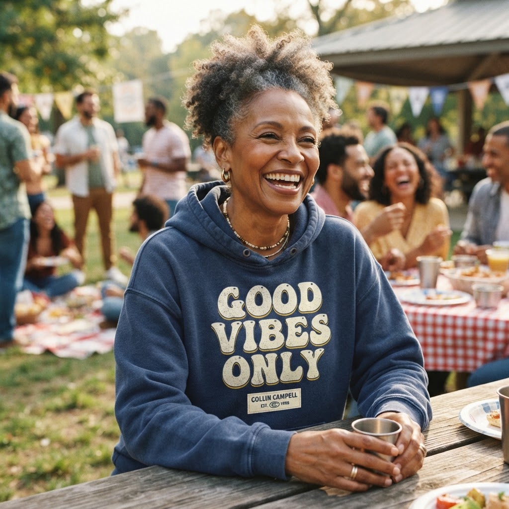 Good Vibes Only Retro Hoodie — Premium Y2K Aesthetic | COLLIN CAMPELL product image