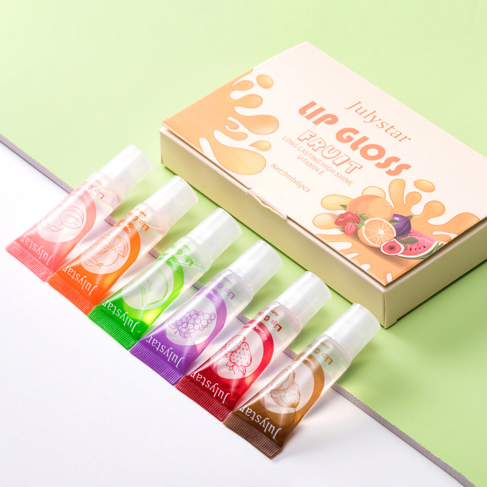 Vitamin E Moisturizing Fruit Flavored Transparent Lip Oil 6-pack