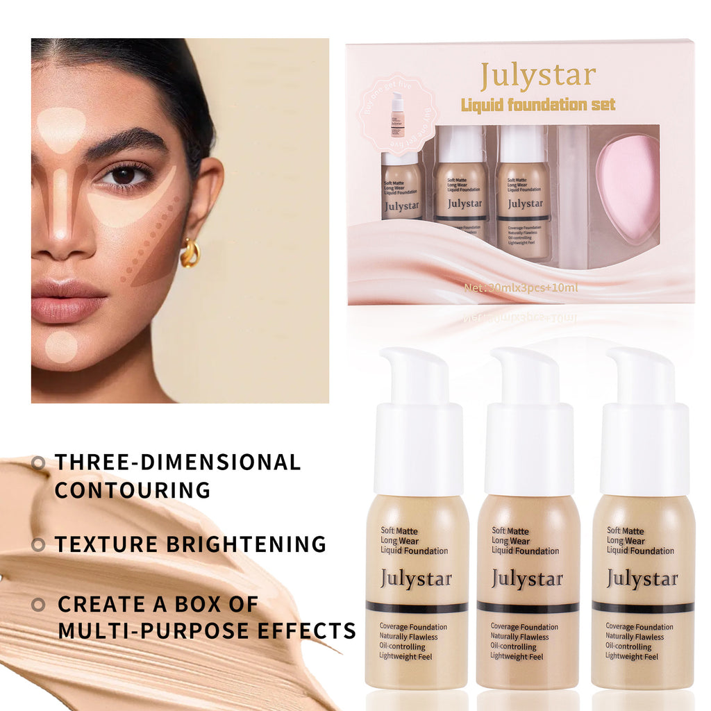 Concealer Long Lasting Makeup Setting Without Taking Off Makeup Liquid Foundation Facial Natural Moisturizing Foundation Make-up Set