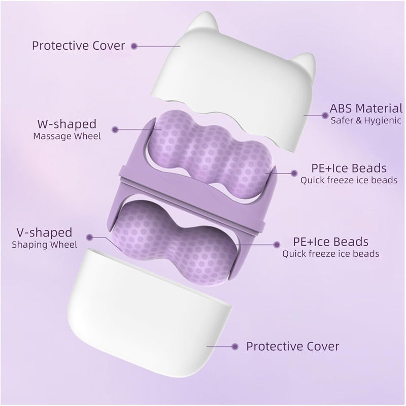 Ice Massage Device,Ice Roller Set For Face And Eyes - Facial Skin Care Tools With 2 Cold Therapy Face Roller And Premium Travel Case, Self Care Gift For Men Women