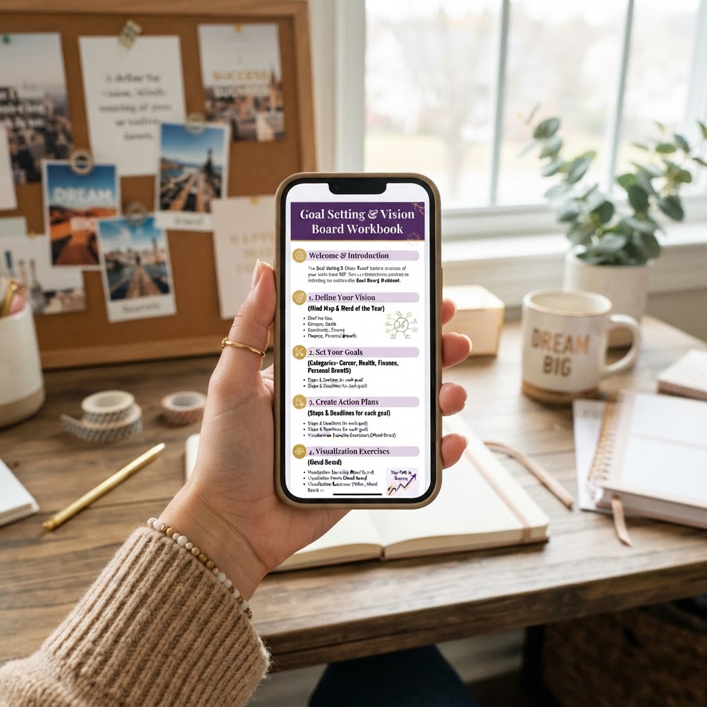 Digital preview of Goal Setting & Vision Board Workbook - Digital Download