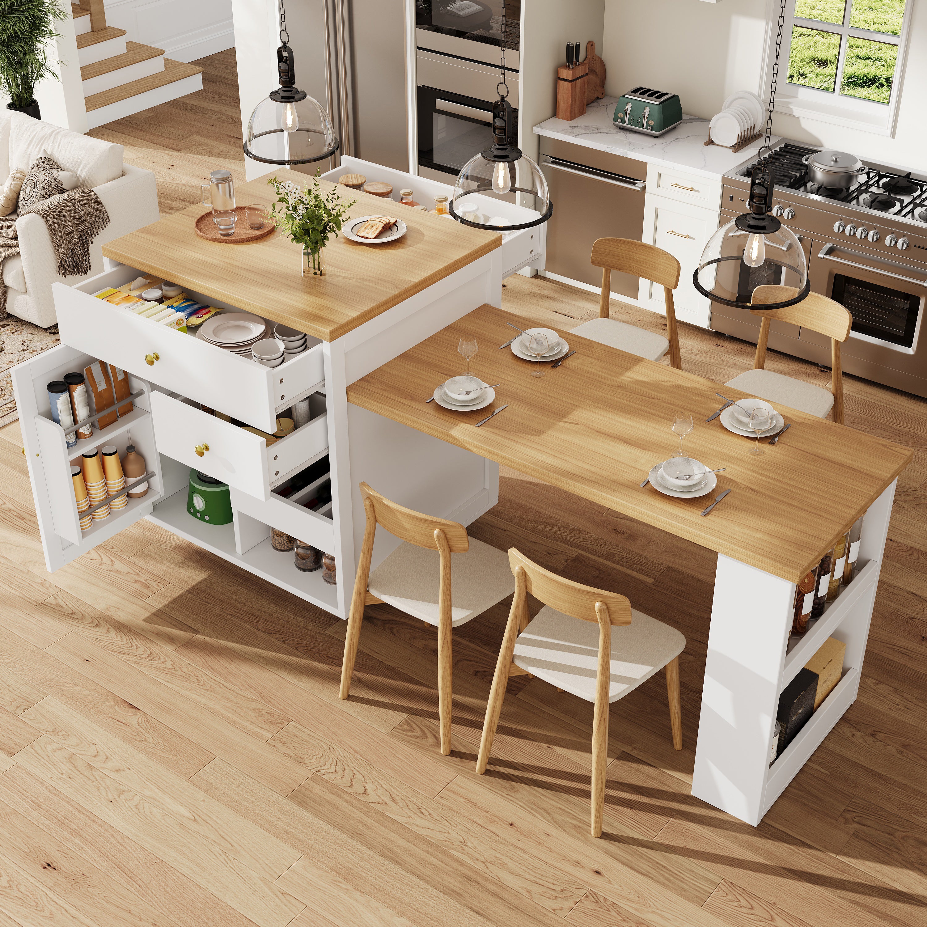 Extendable Bar Table with Storage — 122 to 195cm
